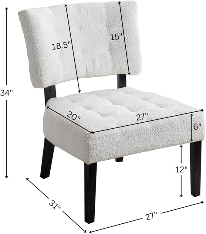 Contemporary Tufted Oversized Accent Chair with Plush Boucle Fabric and Faux Leather Options Kiln-Dried Hardwood Frame Deep Cushion Seat Ergonomic Back Support Versatile Living Room Chair (White)