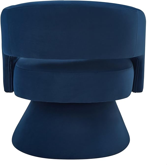 GDFStudio Swivel Barrel Chair Accent Arm Chair for Living Room Upholstered Velvet Round Reading Armchair Modern 360 Degree Comfy Swivel Chair with Open Backrest for Bedroom Office Navy Blue