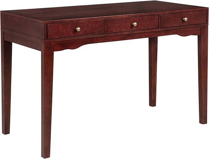 eHemco Solid Wood Library/Home Office Writing Desk with 3 Drawers Cherry