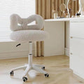 TrueyEssenceModern Vanity Chair with Wheels Roller Chair with Cute Butterfly Backrest Make-up Chair Comfortable Accent Chair for Living Room Bedroom Adjustable Height (Grey)