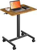 Adjustable Height Mobile Standing Desk with Lockable Casters Rolling Sit Stand Laptop Computer Desk Portable Compact Workstation for Home Office Dorm Brown