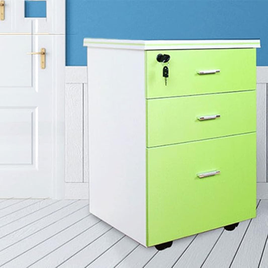 Desktop Storage Box with Drawers - Wooden Nightstand Mobile File Cabinets for A4 Size Office Document Cabinet Storage Cabinet 3 Drawers and 5 Wheels(Size:E)