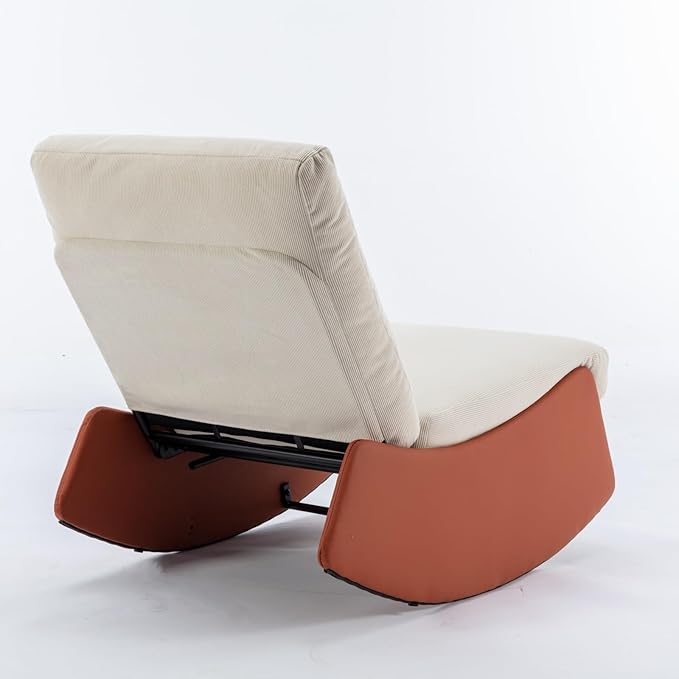 Modern Rocking Chair Recliner Comfy Rocker Nursery Chair with Footrest Accent Reading Chair Upholstered Lounge Chair for Relaxing RestingSoft Padded Rocker for Indoor Living Room BedroomOrange
