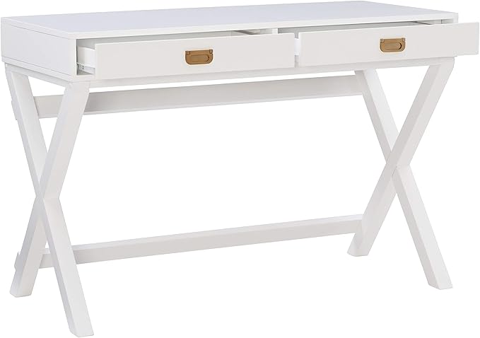 Linon Connor White Writing Desk with Two Drawers