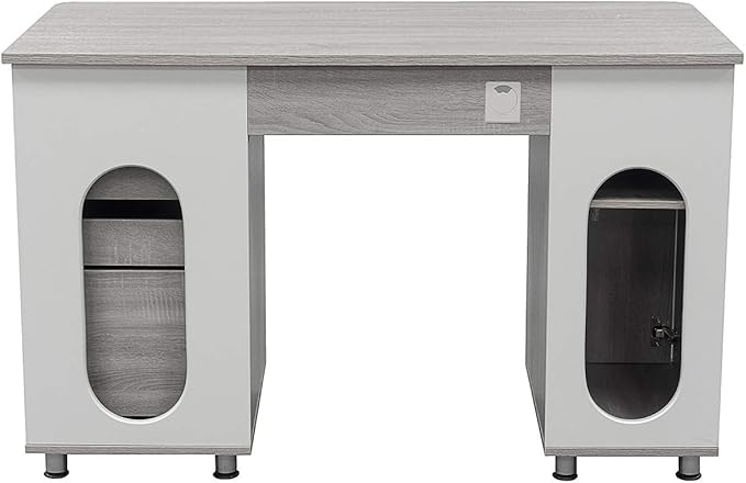 47.5'' Computer Desk with File Cabinet and Drawers Storage Cabinet with Removable Shelf and Ventilation for CPU Home Office Desk or Computer Workstation with Keyboard Tray Grey