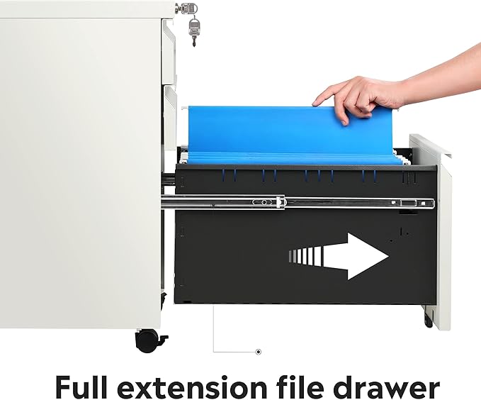 DEVAISE 3-Drawer Mobile File Cabinet with Lock Legal/Letter Size Carbon White
