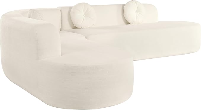 122'' Modern Extra Large Sectional Sofa Soft Fabric Upholstery Elegant Curved Design 4-5 Seater Upholstered Couches with 3 Round CushionsHigh-Resilience Foam for Ultimate Comfort (Beige-rt90)