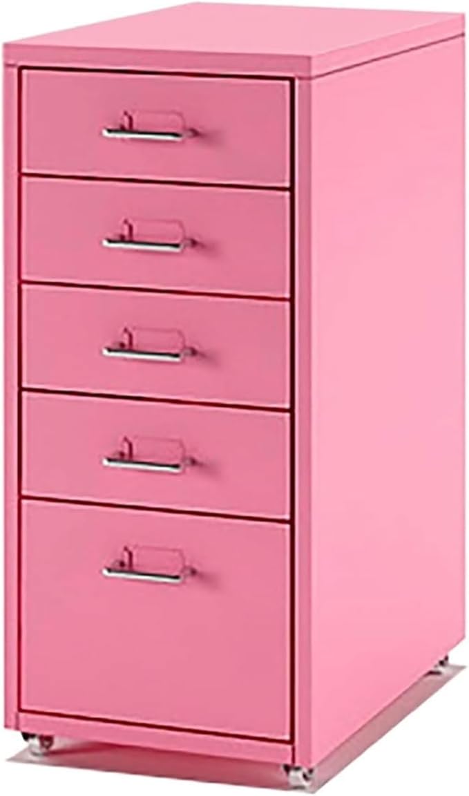 Aimeryup Bedside 3-tier/5-tier/6-tier/8-tier File Cabinet Metal Clip with Wheel Drawer Storage Desk Cabinet Office(Size:28X41X69CMColor:A)