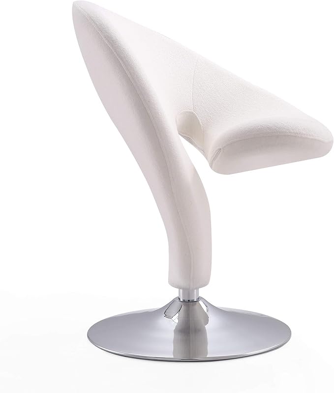 Manhattan Comfort Curl Swivel Accent Chair Set of 2 with 360° Turn Fully Assembled Upholstered in Wool Blend Modern Ergonomic Design with Polished Chrome Base Living Room &amp Office Set of 2 C