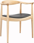 Kennedy Armchair Upholstered Dining Chair Presidential Mid-Century Modern Accent Chair in Natural Wood Color