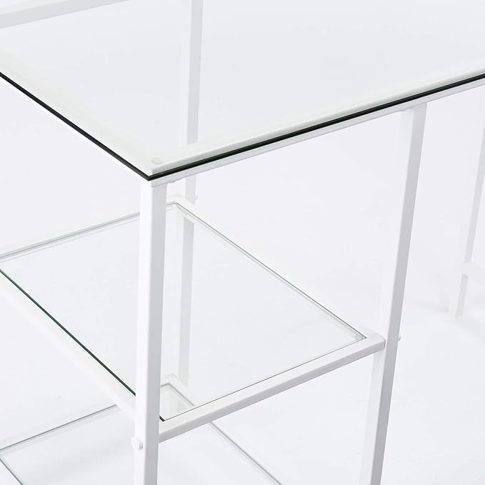 SEI Furniture Layton Metal/Glass Student Desk White