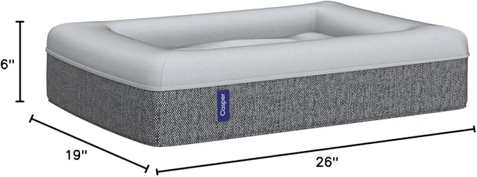 Casper Dog Bed Plush Memory Foam Small Gray 26.0L x 19.0W x 6.0Th