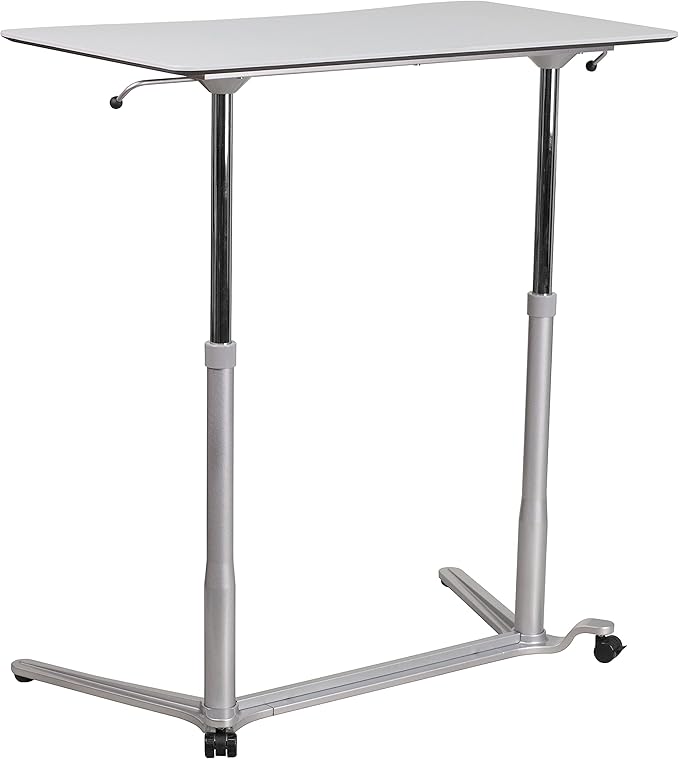 Flash Furniture Merritt Sit-Down Stand-Up Light Gray Computer Ergonomic Desk with 37.375''W Top (Adjustable Range 29'' - 40.75'')