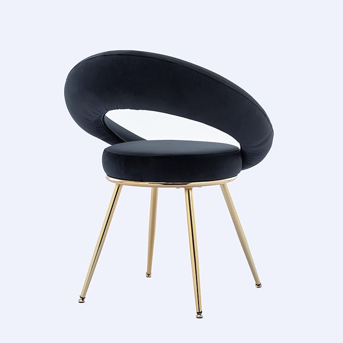 Black Velvet Modern Accent/Conversation Lounge Chair with Gold Plated Legs Unique AppearanceSuitable for Office Lounge Living Room