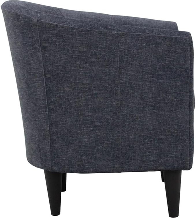 Pemberly Row Traditional Fabric Club Chair 17.5 Seat Height Gray Finish Polyester Upholstery Padded Seat Durable Construction Classic Accent Chair for Living Room or Bedroom