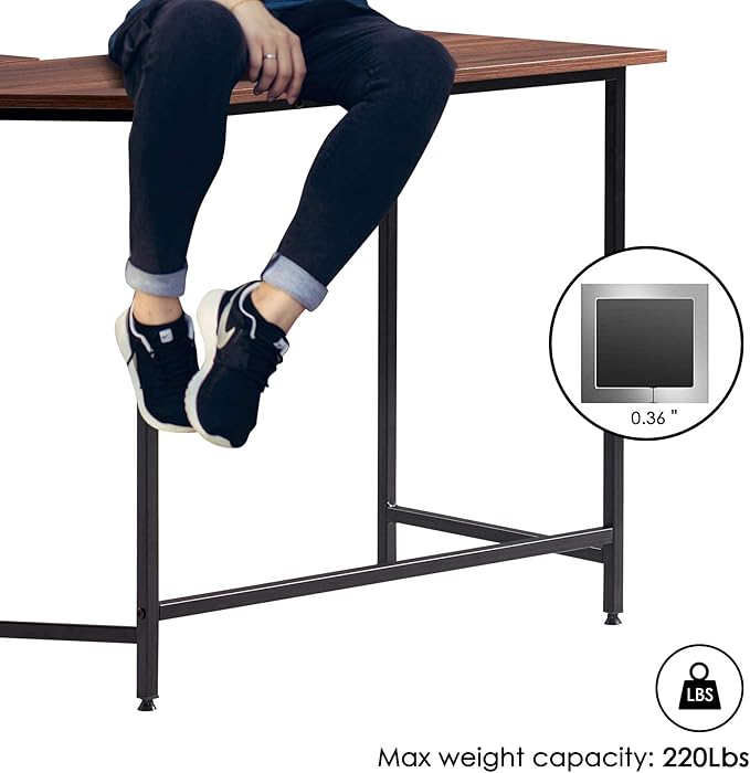 ivinta L-Shaped Computer Office Desk Modern Gaming Corner Desk with Monitor Stand Home Office Study Writing Table Workstation for Small Spaces 6404 (Brown)