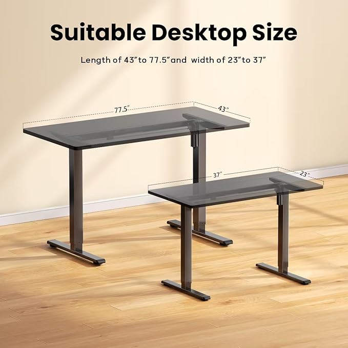 Electric Standing Desk FrameMemory Controller Height Adjustment176lbs Weight CapacityFor 37 to 77.5 DesktopErgonomic Sit Stand Desk Base for Home OfficeBlack Frame Only