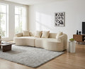 Curved Boneless Sofa Couches 4-Seat Tight Backrest Couch for Living Room Bedroom Boneless Cloud Sofa with 4 Pillows Floor Sofa in A Box No Assembly Required