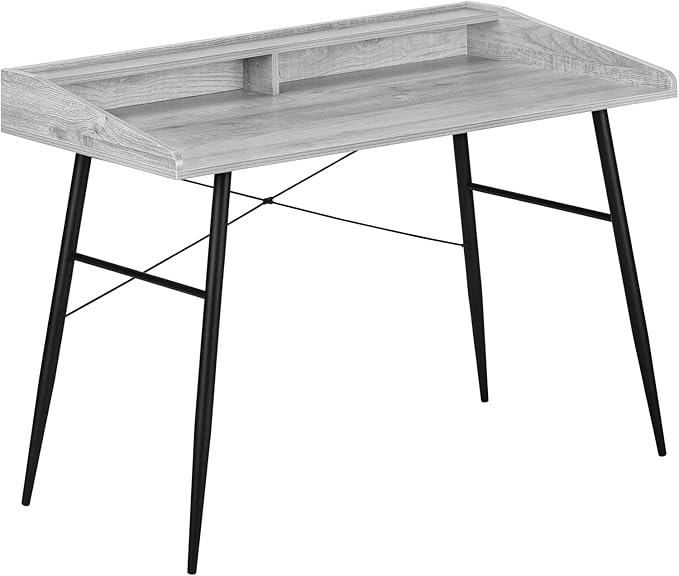 Modern Grey Computer Desk with Storage Shelves - 48 L Laptop Desk for Home Office