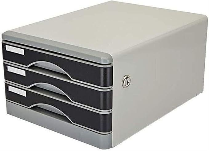 Desktop Three-Tier Metal File Cabinet with Locking Low Cabinet Drawer Type Data Cabinet Storage Cabinet Storage Tin Small Cabinet