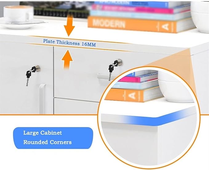 Filing Cabinet Mobile Storage Cabinet 3-Drawer White Color File Cabinet Storage(Color:A)