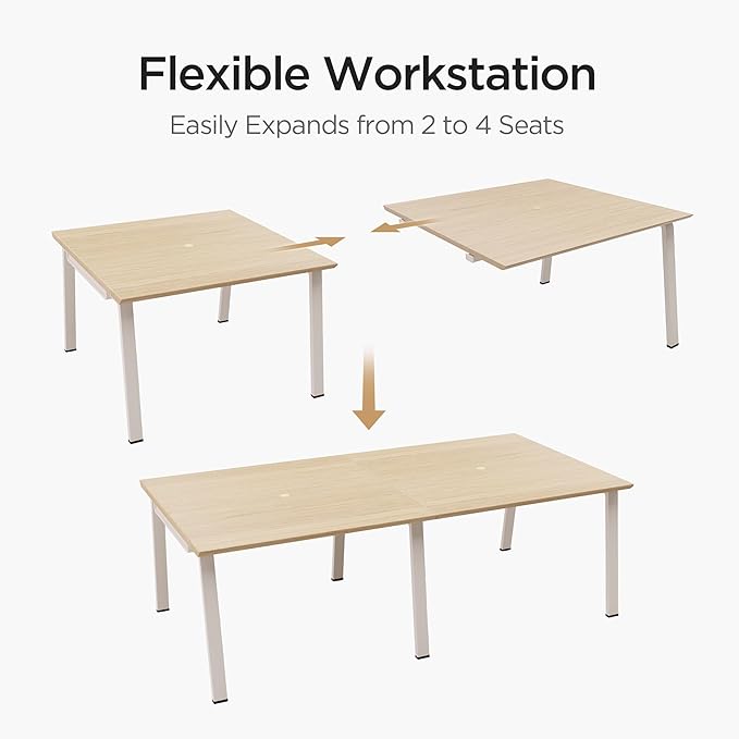 Modular Computer Office Desk Modern Style Small Study Writing Workstation Table for Home &amp Business Team Desk – 4 Person (94 x 47)