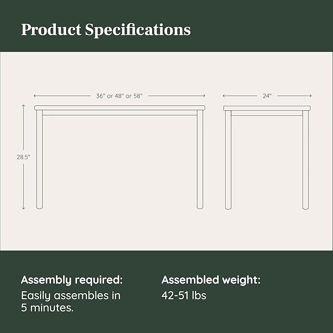 Branch Daily Desk - Functional at Home Office Desk with Effortless Assembly Timeless Design Rounded Corners and Built-in Cable Notch - 58” W x 27” H x 24” D - Walnut - White