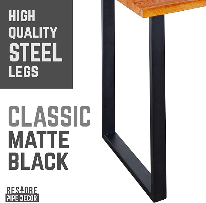 PIPE DECOR Sunset Cedar Solid Wood Rustic 48” Desk Kit with (2) 28” Matte Black Square Metal Legs Industrial Desk for Home Office
