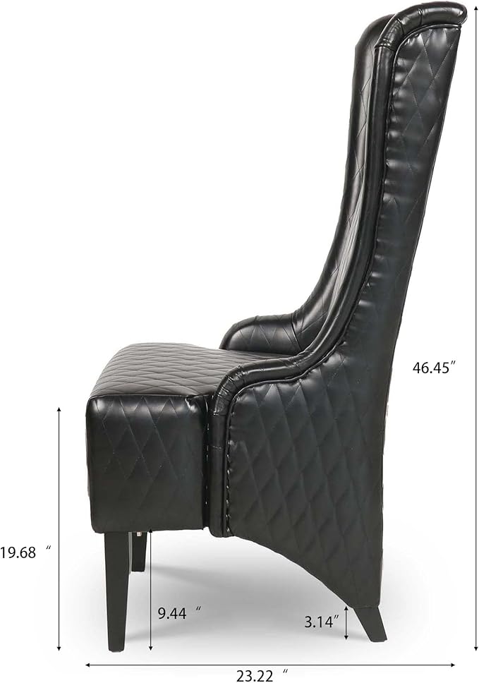 HomVent 1PCS Chair with Super High Wing-Back Velvet/PU Leather Upholstered Armless Throne Chair with Diamond Lattice Design Retro Elegant Side Chair for Living RoomKitchen