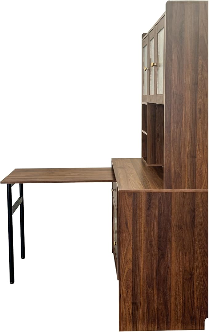 Modern Home Office Computer Desk with Hutch Office Table with Drawers and Storage CabinetMDF+Wood Study Desk for OfficeStudy Room