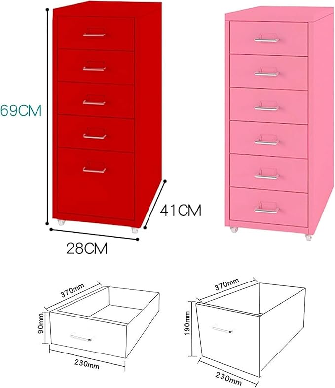ELEFOCUS File Cabinet 5/6/8Drawer - Filing Kitchen Furniture Storage Cabinets Office Vertical Unit Metal Mobile Display (Size:5Color:Black)