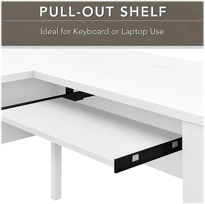 Bush Home Somerset 60W L Shaped Desk with Hutch in White