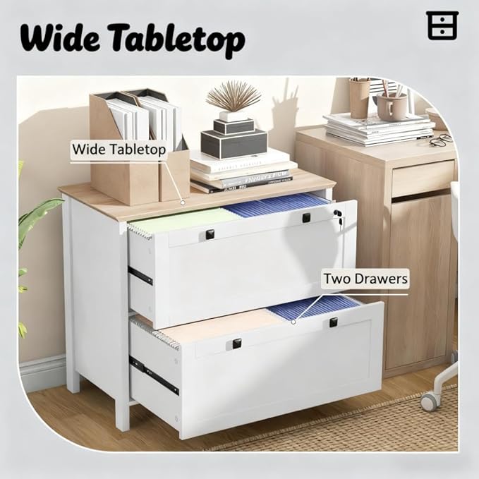 File Cabinet with Lock 2 Drawer Small Filing Cabinet Under Desk Storage Organizer with Locking Drawers for Home OfficeAssembly RequiredWhiteOak