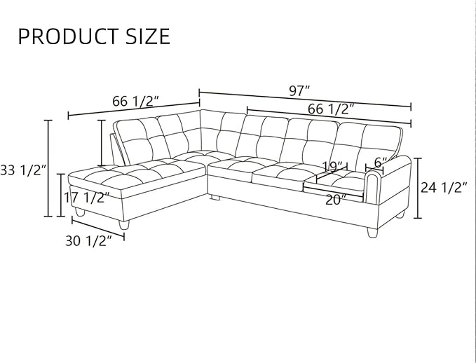 L-Shaped Sectional Sofa Modern Sectional Couches Home Sofas for Living Room with Movable Chaise Modular Living Room Sets Furniture for Apartment Bedroom &amp Office Black