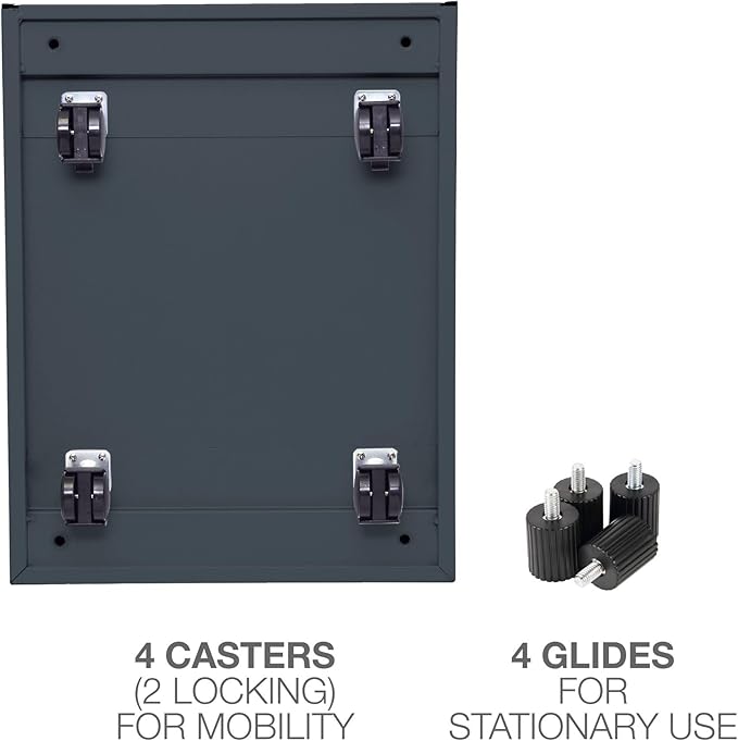 Alera PA54-2820CH Two-Drawer Metal Pedestal File 16w x 19-1/2d x 28-1/2h Charcoal Charcoal