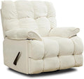 Oversized Rocker Recliner Chair for AdultsOverstuffed 360° Swivel Rocking Recliner Extra Wide Breathable Fabric Manual Reclining Single Sofa for Living Room (White)