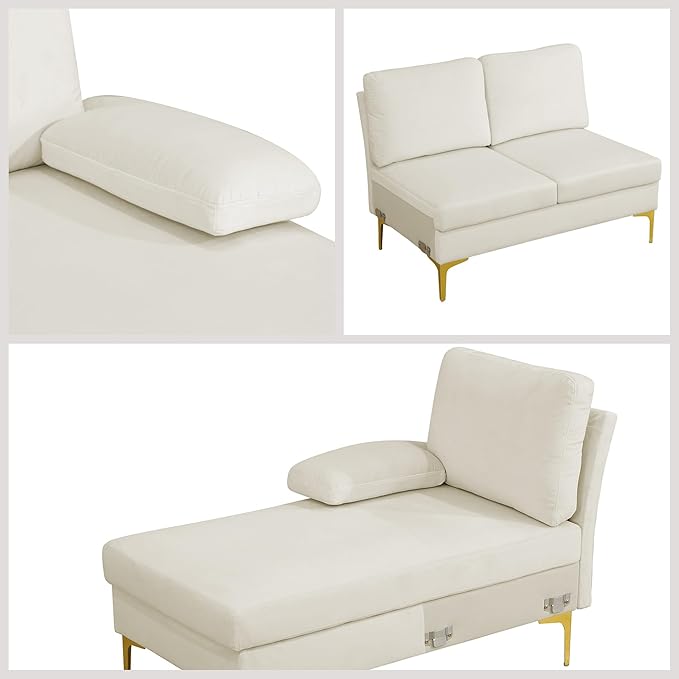 99.5 Modular Sectional Sofa U Shaped Sectional Comfy Couch for Living Room Convertible Modular Sofa Couch with Two Chaises High Supportive &amp Soft Sponge White