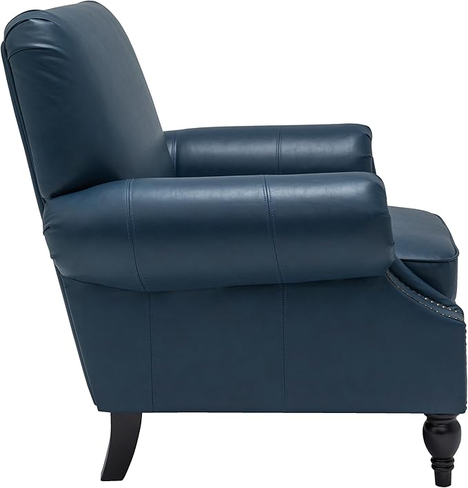 Accent Chair22.4 Seat Depth Armchair with Roll Arms36.6W*34.3D*34.6H Chair for Living RoomWood LegsSet of 2Faux Leather in Navy