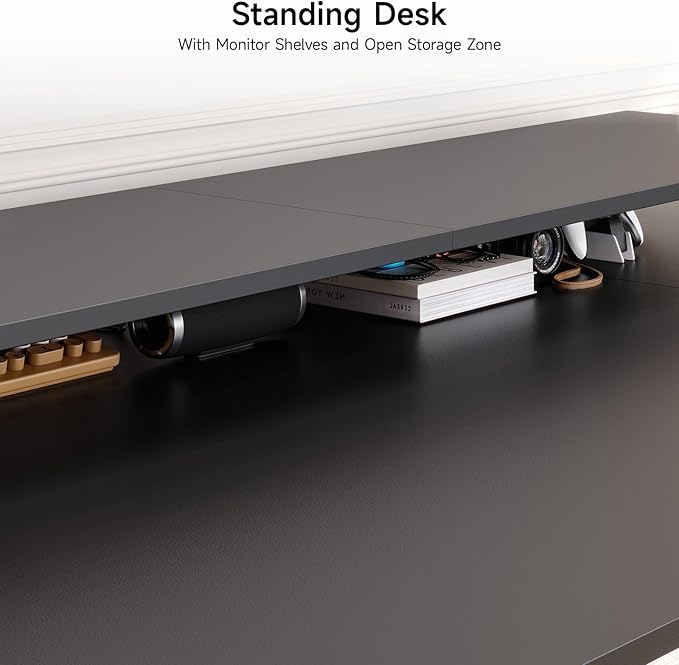L Shaped Electric Standing Desk 71x43'' Computer Desks with 2 Monitor Shelves Dual Motor and Memory Controller Gaming Corner Desk Adjustable Height from 28-46'' for Home Office Workstation Black