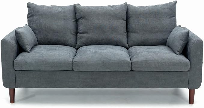 Panana Convertible Sectional Sofa CouchL-Shaped 2 or 3-Seat Sofa Sectional with Reversible Ottoman for Small Living Room Apartment (Gray Linen Fabric 3 Seater ONLY - Curved arms)