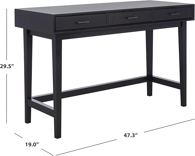 SAFAVIEH Home Collection Hawthorn Black 3-Drawer Desk
