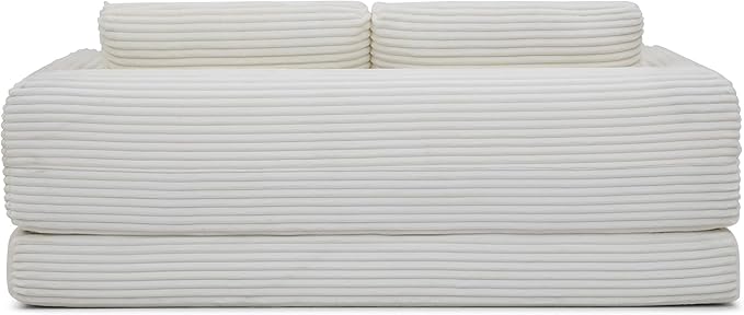 Foldable Boneless Love Seat Couches in a Box Modern Floor Foam Sleeper Sofa Bed 2-in-1 Convertible Cloud Sofa for Home Apartments Bedroom