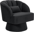 Comfy Comfort Swivel Barrel Accent Chair - Modern 360° Lounge Armchair with Striped Backrest Upholstered for Living Room or Bedroom - Soft | Black