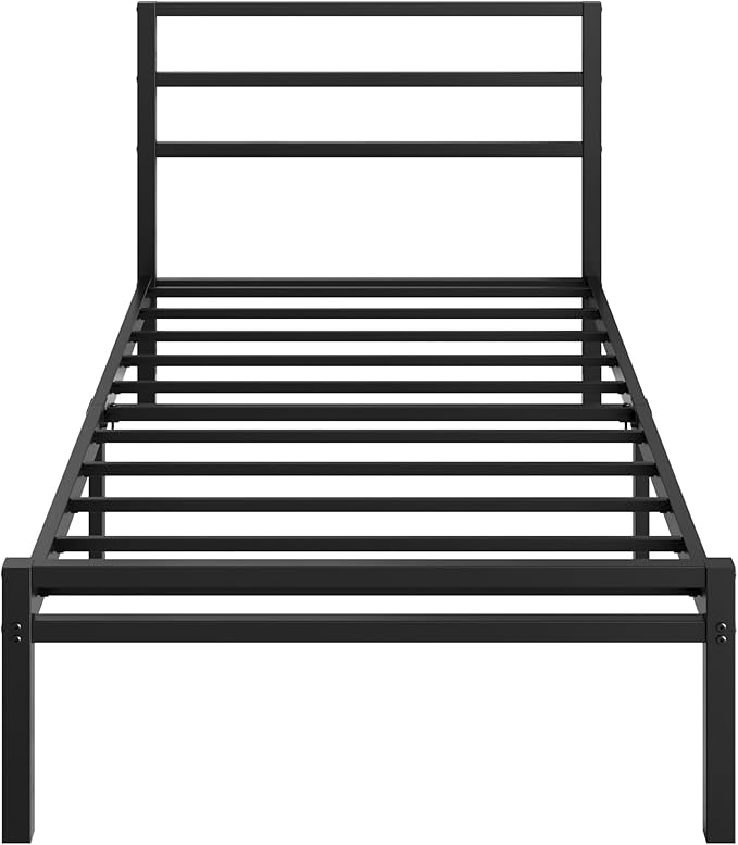 12 Inch Twin Bed Frame with Headboard and Footboard Classic Metal Platform Bed Frame Twin Size No Box Spring Needed Easy Assembly Noise Free Black