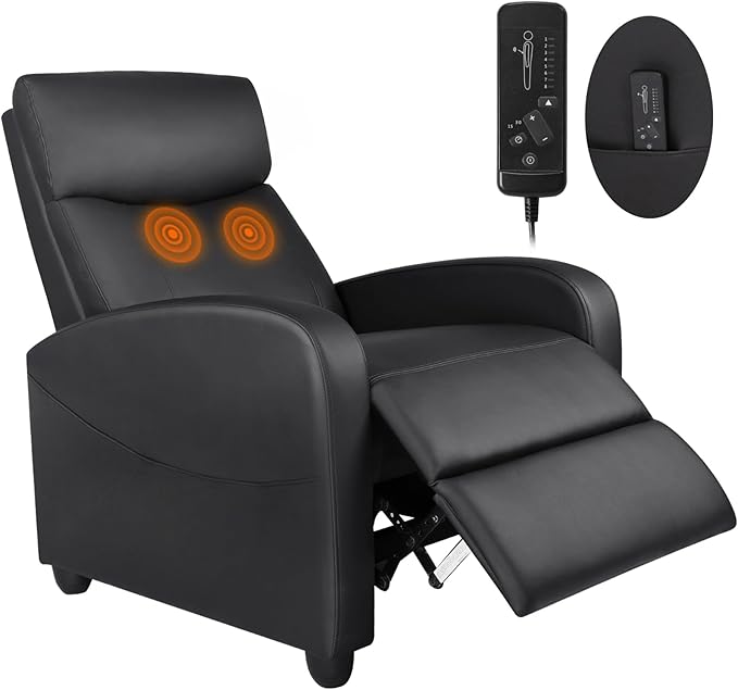Sweetcrispy Massage Recliner Chair for Adults Adjustable Home Theater Seating with Lumbar Support for Living Room Modern Fabric Reclining Grey