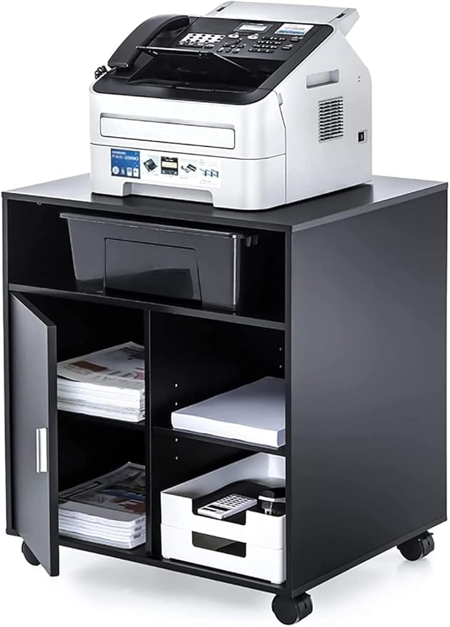 Office Storage File Cabinet Printer Bracket with Storage Office Cabinet Wooden Desk Cabinet with Wheels Office Cabinet (Grey)