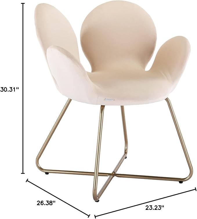 Modern Velvet Accent Chair Comfy Cute Upholstered Vanity Desk Chair wMetal Legs Soft CushionArmchair for Living Room 2PCSet