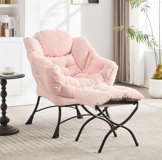 Lazy Chair with Ottoman Modern Lounge Accent Chair with Armrests &amp Side Pocket Reading Chair &amp Leisure Upholstered Footrest for Small Space Comfortable Living Room Chairs &amp Bedroom Chai