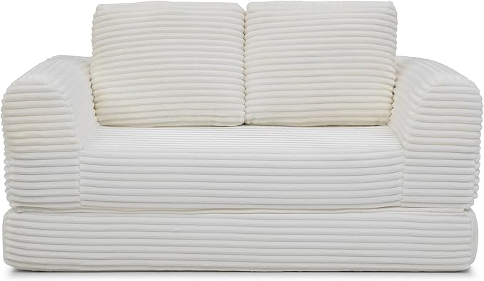 Foldable Boneless Love Seat Couches in a Box Modern Floor Foam Sleeper Sofa Bed 2-in-1 Convertible Cloud Sofa for Home Apartments Bedroom
