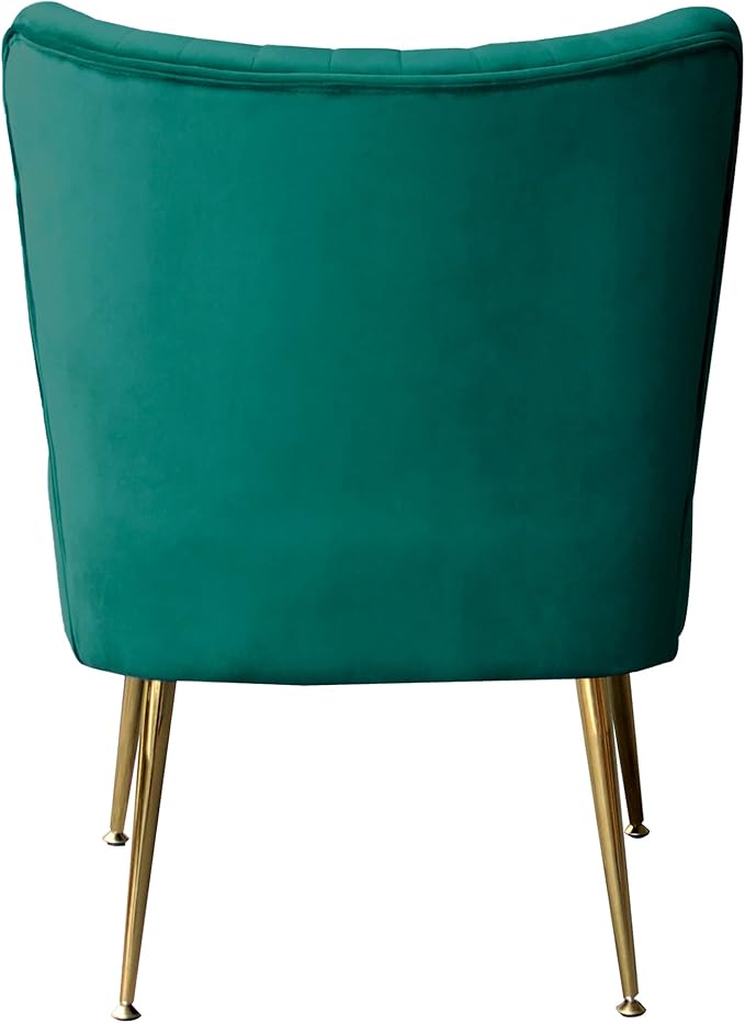 WO Indoor Furniture 22 Wide Tufted Velvet Accent Chair with Gold Metal Leg Rust and Scratch Resistant Premium Quality Seat for Your Den Living Room Bedroom Home (Green)